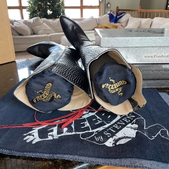 Free bird JASPER BLACK CROCO boots freebird size 10 - Picture 7 of 9